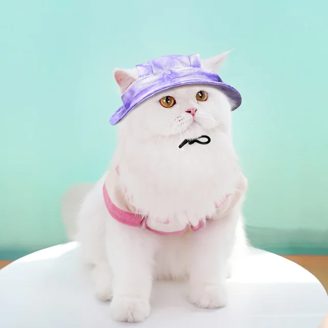 Dog Cat Sun shade Sun Protection Hat Anti off Adjustable String Clip Bucket Hat Purple - Shop at LoveMi