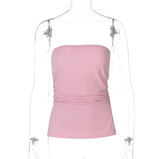 Women's Tube Top Stretch Tight Off shoulder Top Pink - Shop at LoveMi