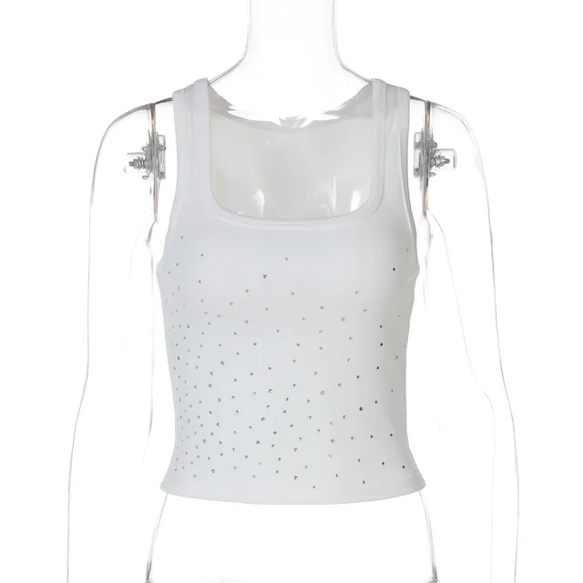 Women's Clothing Fashion Rhinestone Camisole Tube Top White - Shop at LoveMi