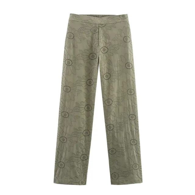 Hollow Embroidered Suit Jacket Straight leg Pants Pants - Shop at LoveMi