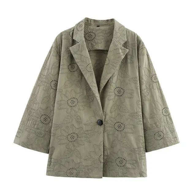 Hollow Embroidered Suit Jacket Straight leg Pants Top - Shop at LoveMi