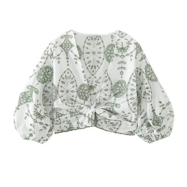 European And American Style Contrast Color Embroidered Short Top Shorts Suit Top - Shop at LoveMi