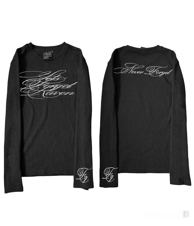 Long Sleeve T shirt Dark Vintage Printed Top 2 Black Top - Shop at LoveMi