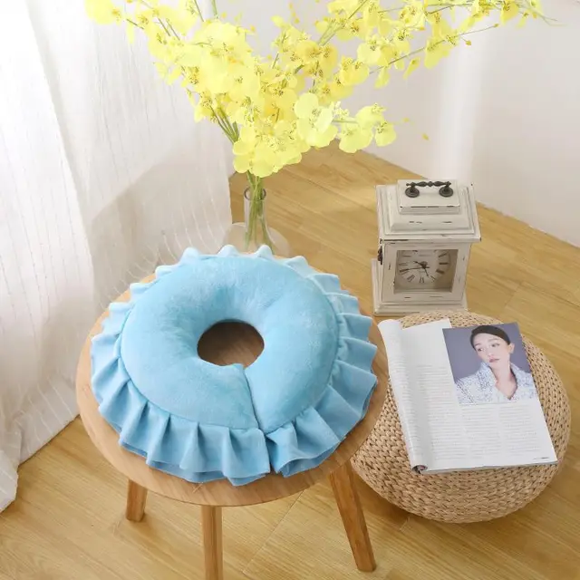 U shaped Lying Latex Pillow Crystal Velvet Pillow Sky Blue - Shop at LoveMi