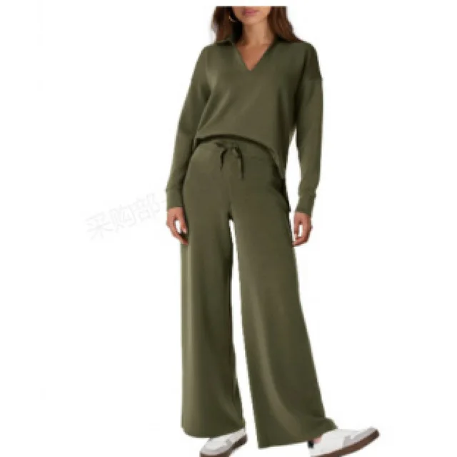 Women's Fashion Casual Drawstring Solid Color Suit Army Green - Shop at LoveMi