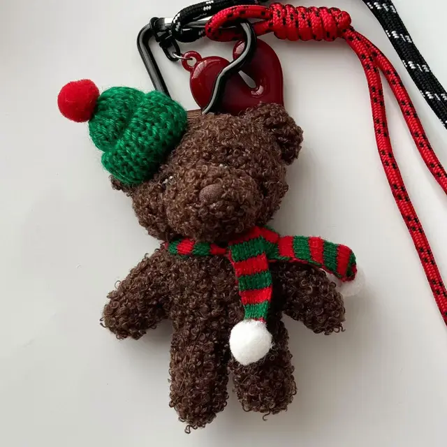 Plush Teddy Bear Keychain Pendant Mini Green Hats Coffee Bear - Shop at LoveMi