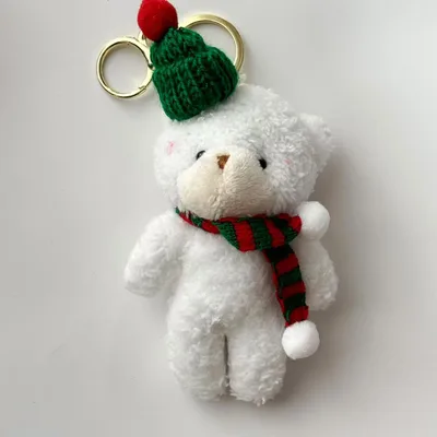 Fashion Personality Bear Plush Pendant Keychain Mini Green Hats White Bear - Shop at LoveMi