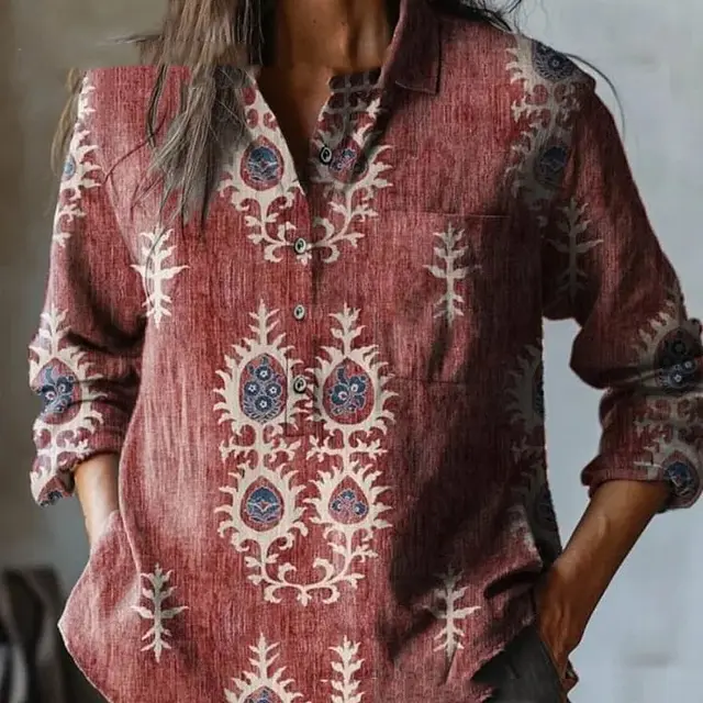 European And American All matching Casual Half Open Lapel Long Sleeve Shirt Xk5Kcplsx2174 - Shop at LoveMi
