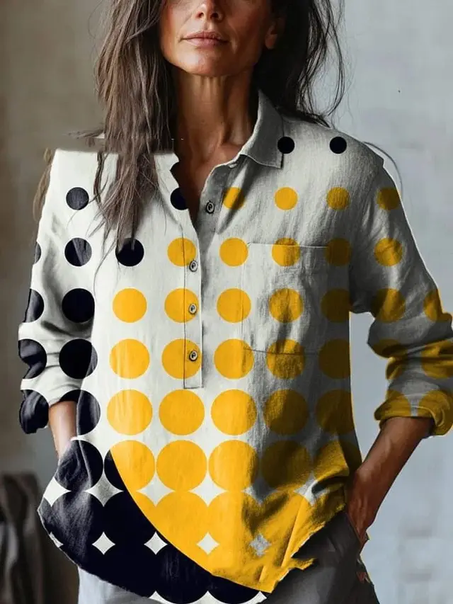 European And American All matching Casual Half Open Lapel Long Sleeve Shirt Xk5Kcplsx2179 - Shop at LoveMi
