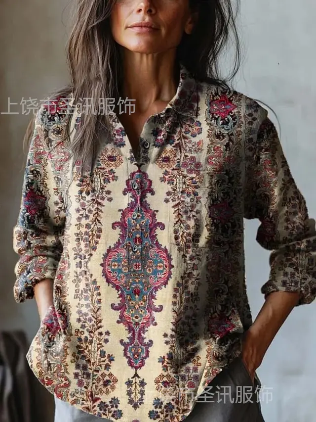 European And American All matching Casual Half Open Lapel Long Sleeve Shirt Xk5Kcplsx2182 - Shop at LoveMi