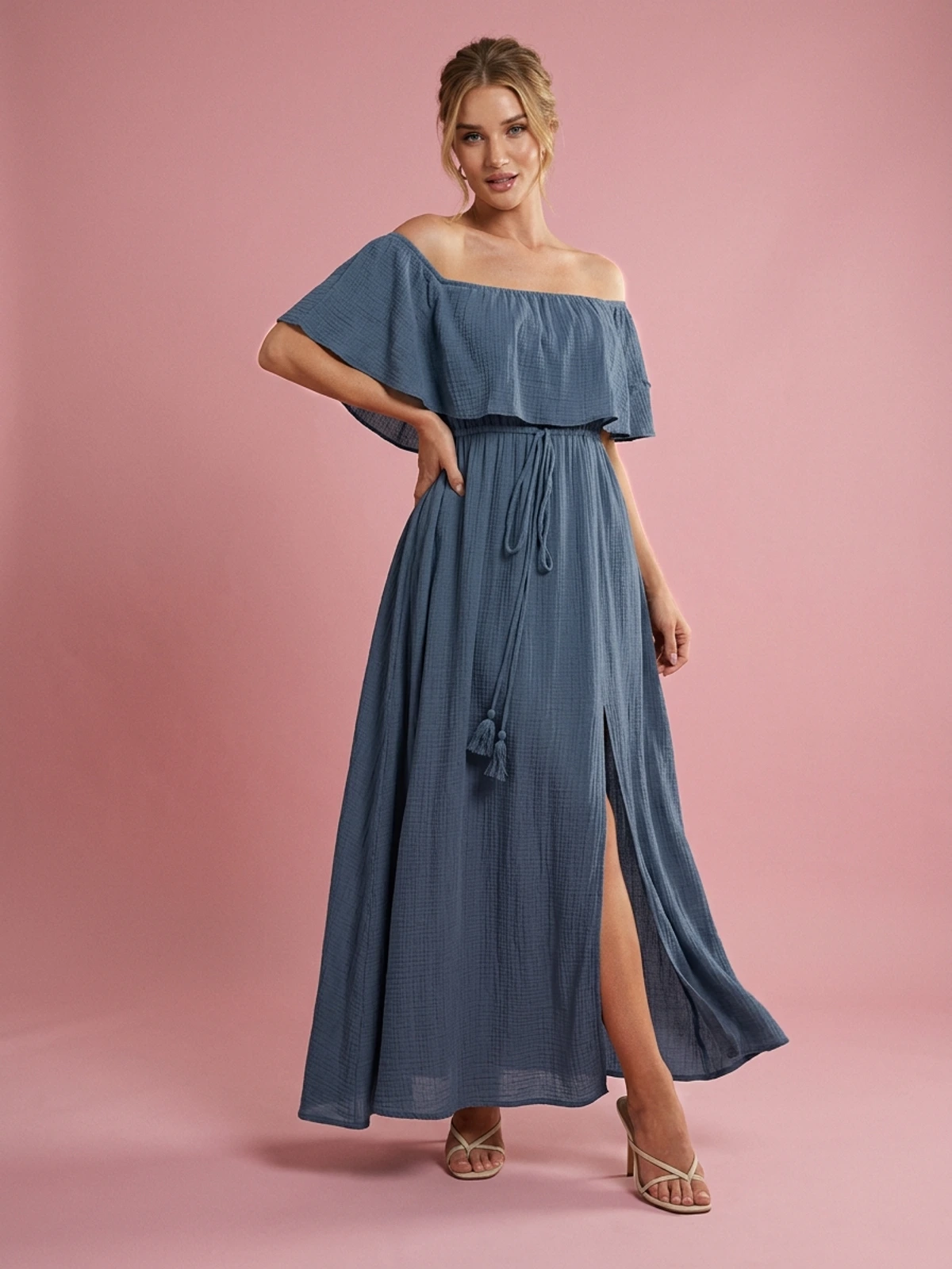 Elegant Tube Top Corset Short Sleeve Women Dress - Navy Blue