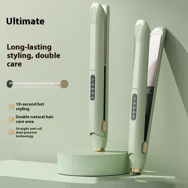 LCD Screen Hair Straightener Multi gear Temperature Control Dual use Olive Green - Shop at LoveMi