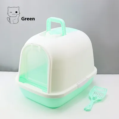 Litter Box Fully Enclosed Drawer Cat Toilet Deodorant Splash proof Cat Supplies Green - Shop at LoveMi