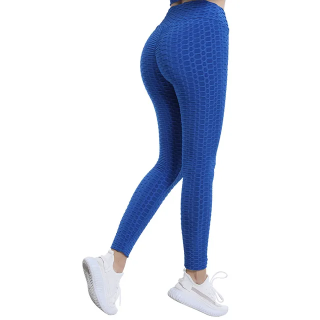 Jacquard High Elastic Sports Gym Pants Women's Fitness Blue - Shop at LoveMi