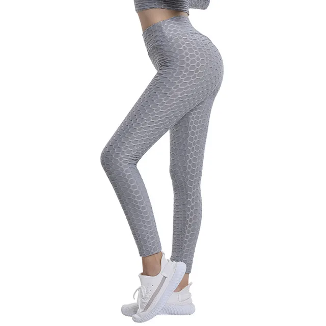 Jacquard High Elastic Sports Gym Pants Women's Fitness Light Gray - Shop at LoveMi
