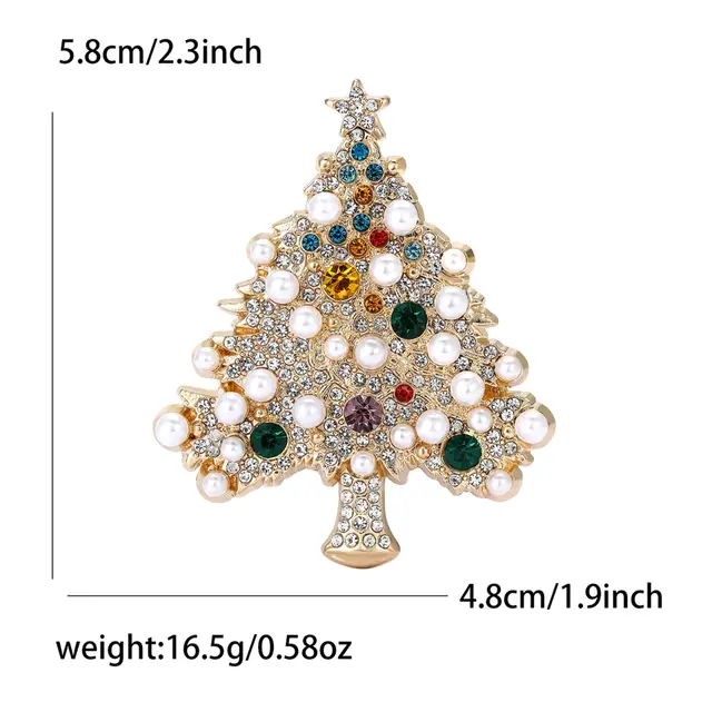 Alloy Rhinestone Pearl Christmas Tree Brooch Color 4797Mx - Shop at LoveMi