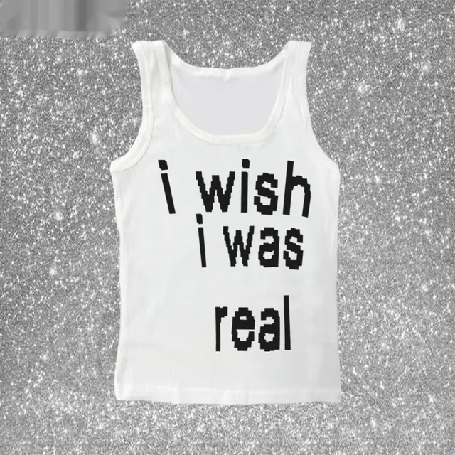 Printed Vest Black Camisole Tube Top T shirt Vest White - Shop at LoveMi