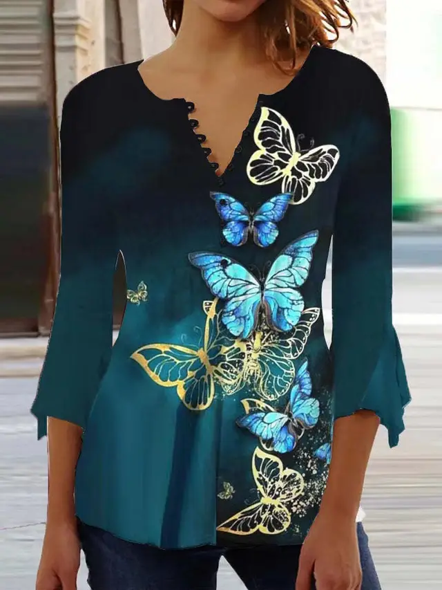 V neck Slim fit Printed Top Women Pansy - Shop at LoveMi
