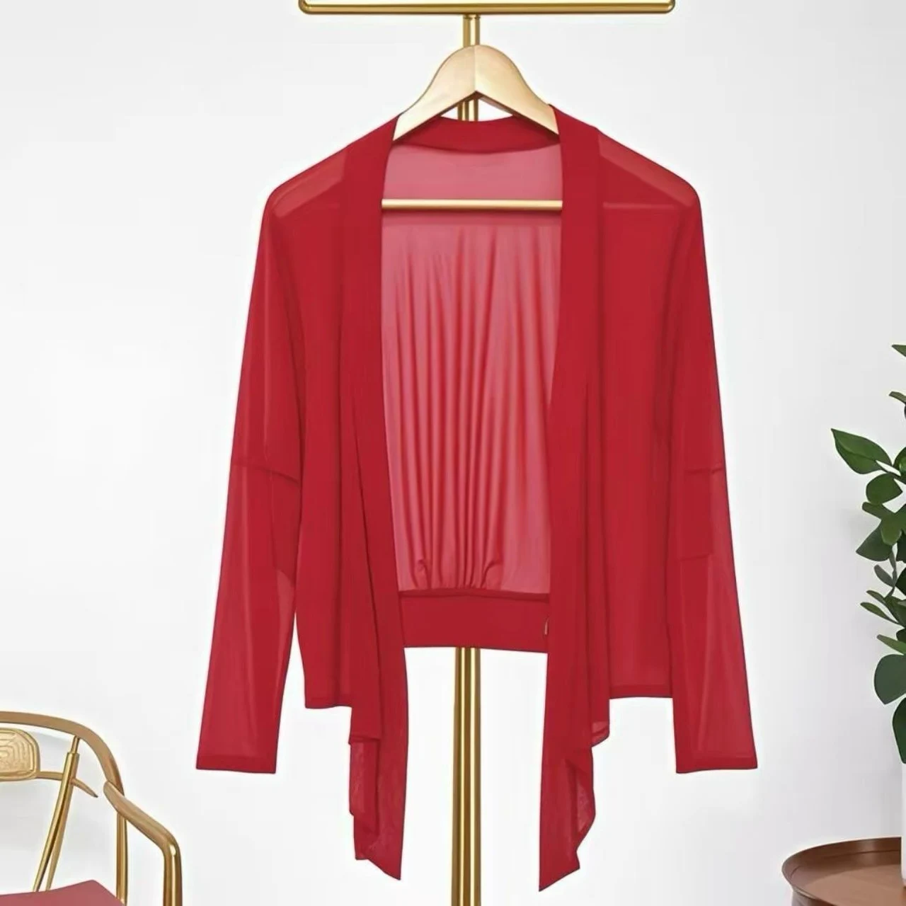 Small Shawl Outer Match Short Coat Middle-aged And Elderly Plus Size Thin - Red