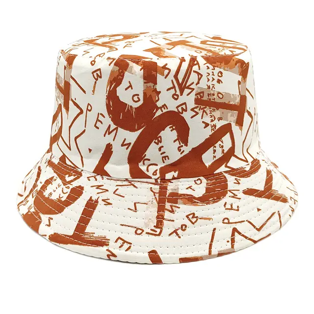 Hat Letter Graffiti Fisherman Orange - Shop at LoveMi