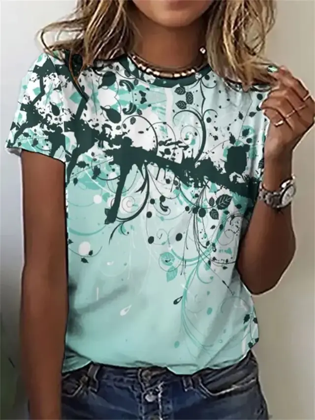 Women's Casual Pattern Digital Printed T shirt Dt03Tfht12 - Shop at LoveMi