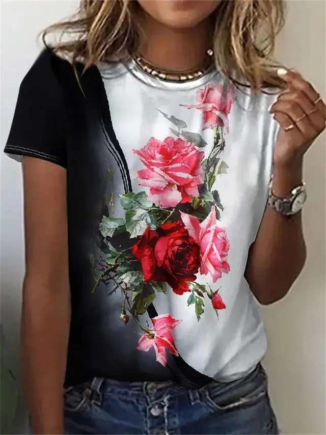 Women's Casual Pattern Digital Printed T shirt Dt03Tfht14 - Shop at LoveMi