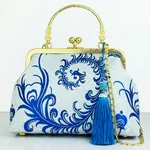 Embroidery Cheongsam Bags Women's Handbag - Blue