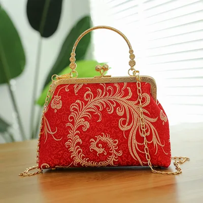 Embroidery Cheongsam Bags Women's Handbag Festive Delonix Regia S - Shop at LoveMi