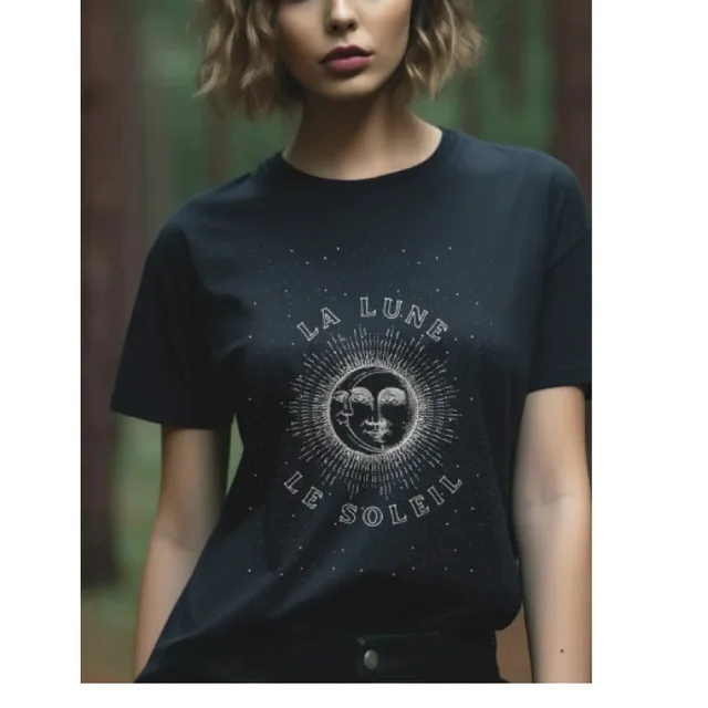 Artificial Cotton 3D Sunflower Print Round Neck T shirt O2T78154554121 - Shop at LoveMi