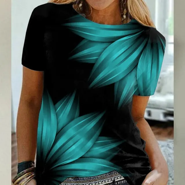 Artificial Cotton 3D Sunflower Print Round Neck T shirt Xsp824110503 - Shop at LoveMi