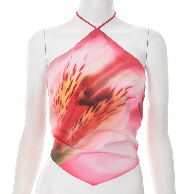 European And American Halter Lace up Backless Sexy T shirt Top For Women Rose Red - Shop at LoveMi