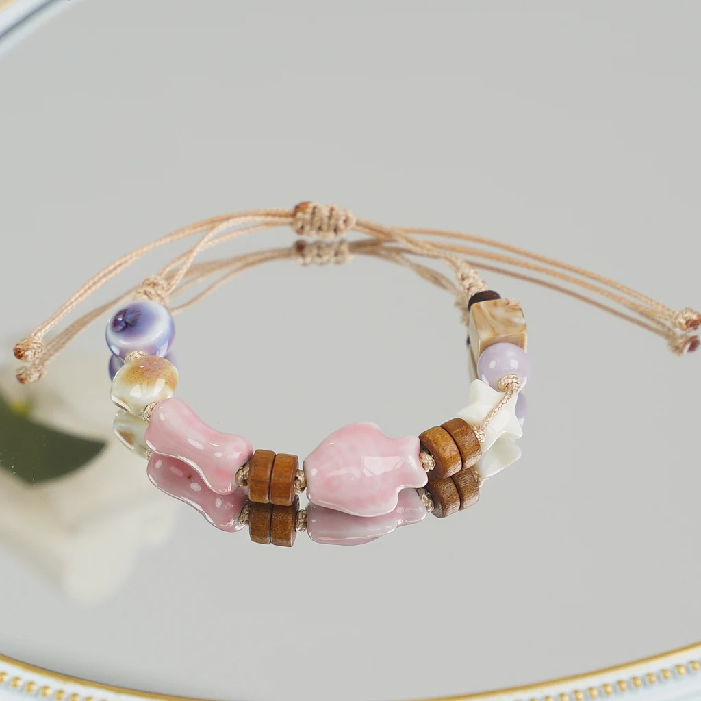 Woven Beads Student Couple Bracelets Female - 1203 10 Small Pink Fish