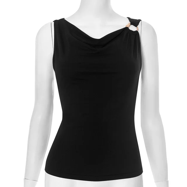 Women's V neck Buckle Camisole Black - Shop at LoveMi