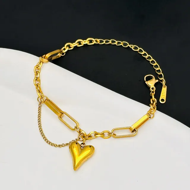 Retro Hip Hop Love Titanium Steel Necklace Bracelet Bracelet Gold - Shop at LoveMi