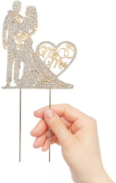 Bride And New Love Wedding Cake Insert Gold 1 - Shop at LoveMi