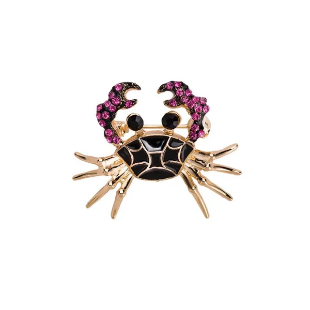 Personality Black Dark Purple Drop Oil Little Crab Brooch Purple - Shop at LoveMi