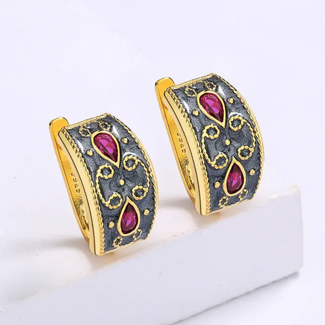 Classic Retro Exquisite Enamel Jewelry Three piece Set Kyed0719 Ear Studs - Shop at LoveMi