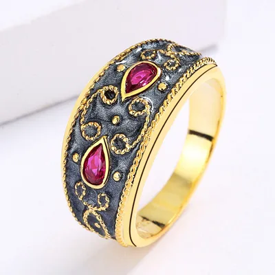 Classic Retro Exquisite Enamel Jewelry Three piece Set Kyra01481 Ring Size 8 - Shop at LoveMi
