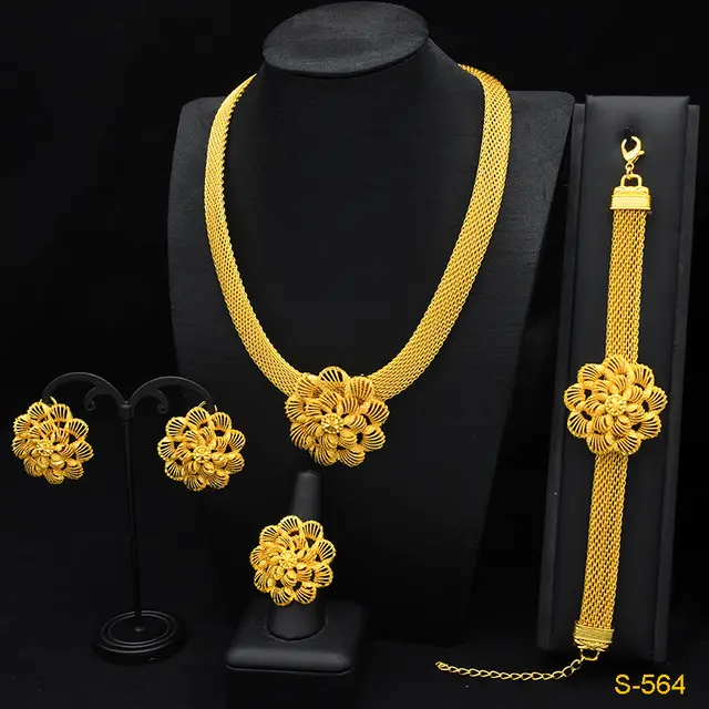 European And American Fashion Necklace Earring Bracelet Four piece Ring Set S564 - Shop at LoveMi