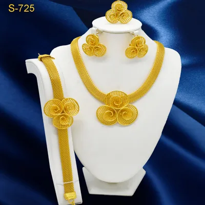 European And American Fashion Necklace Earring Bracelet Four piece Ring Set S725 - Shop at LoveMi