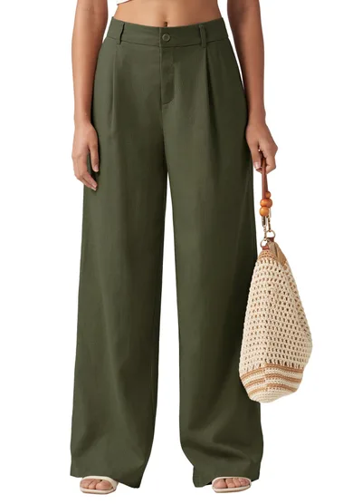 Loose Casual And Comfortable Pocket Straight leg Pants Army Green - Shop at LoveMi