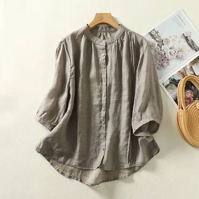 Top Stand Collar Casual Simple Loose Gray - Shop at LoveMi