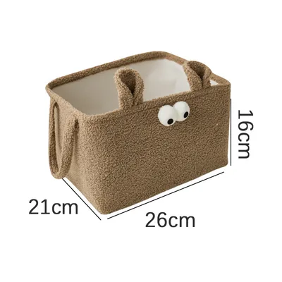 Thick Lamb Wool Cartoon Storage Bucket Large Capacity Coffee 26X21X16Cm - Shop at LoveMi