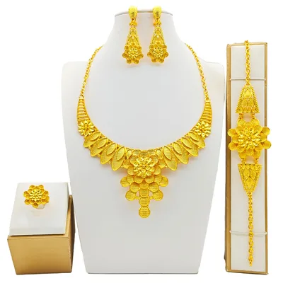 Women's Jewelry Suit Fashion Necklace Bracelet Ring Earrings Four piece Set T402 - Shop at LoveMi