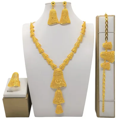 24k Gold plated Necklace Bracelet Earrings Suit F05 - Shop at LoveMi