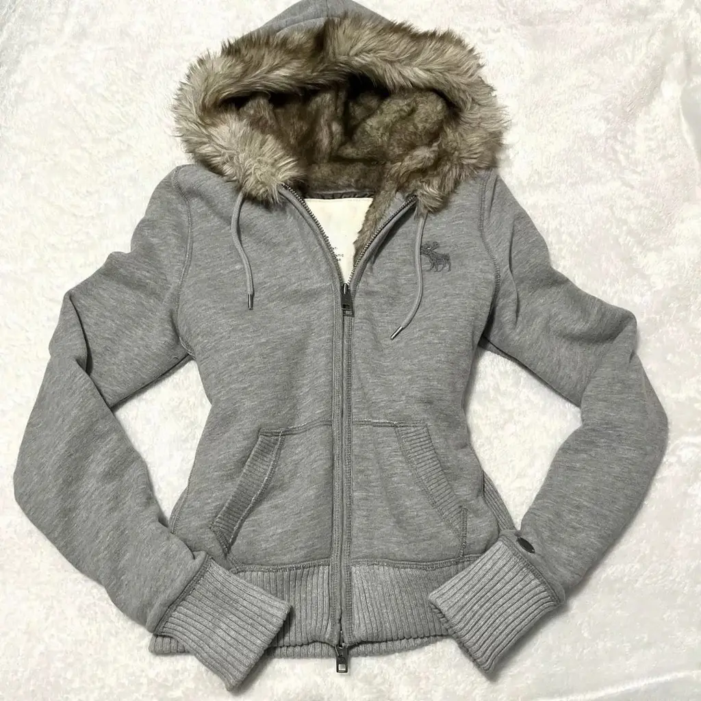 Hooded Sweater Women's Autumn And Winter Cardigan Fur Collar - Gray