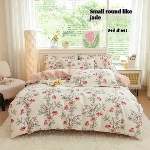 Four Seasons Woolen Cotton Four piece Quilt Cover Bed Sheet Dormitory Set Small Round Like Jade - Shop at LoveMi