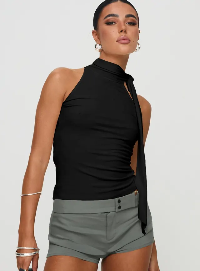 Women's Turtleneck Bundle Ribbon T shirt Top Black - Shop at LoveMi