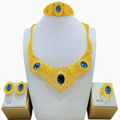 Women's Fashionable Golden New Jewelry Set Decorations Blue - Shop at LoveMi