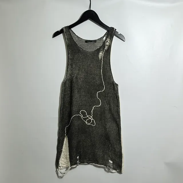 Round Neck Knitted Printing And Dyeing Cotton Vest - Shop at LoveMi
